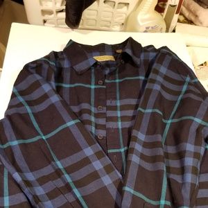 Burberry Cotton Flannel Shirt Bright Navy